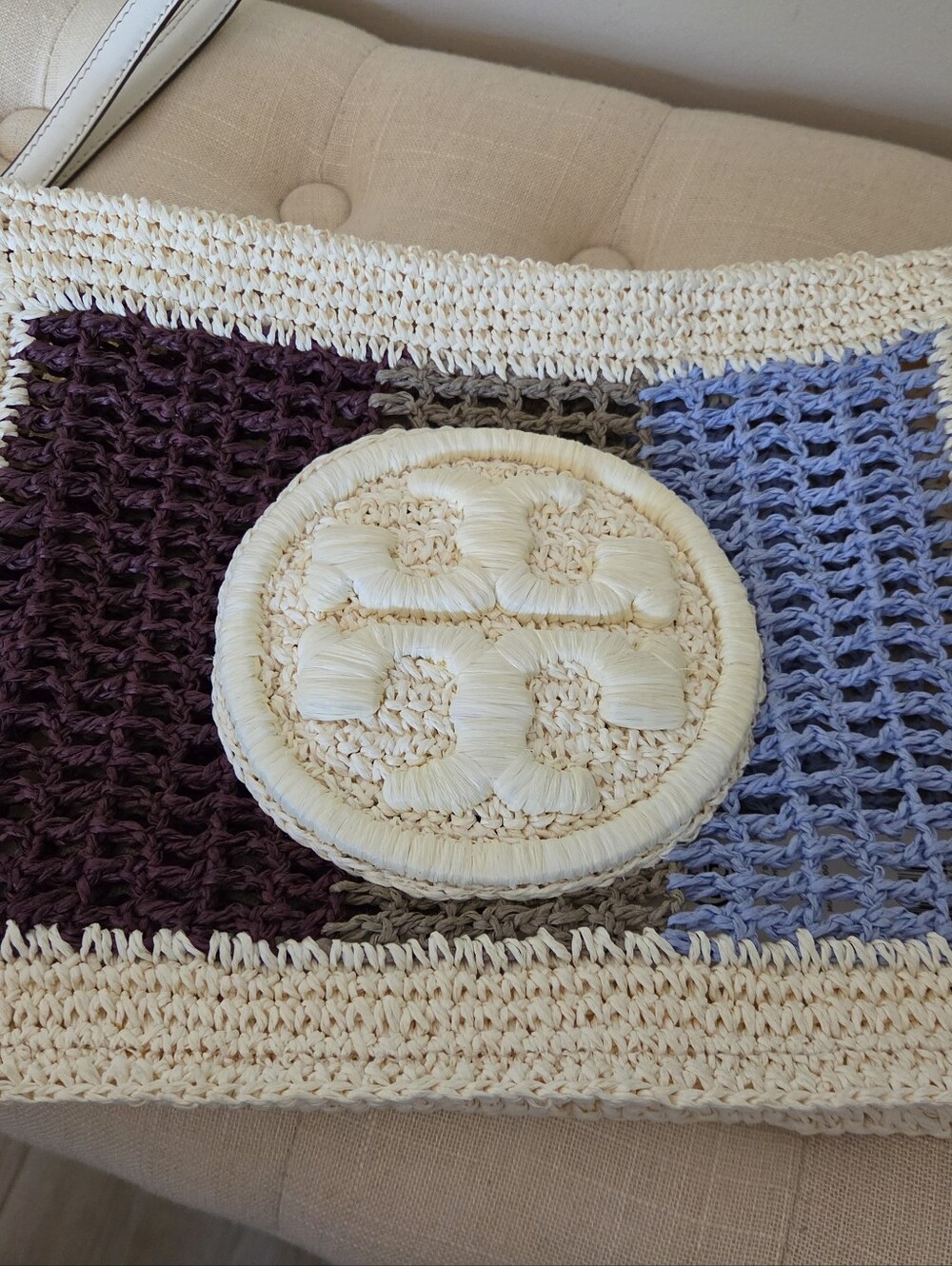 Tory Burch Ella Crochet Straw Clutch VERY RARE COLOR - Picture 7 of 8